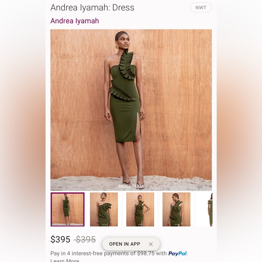 Andrea Iyamah One Shoulder Olive Dress